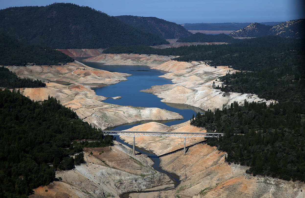 A section of Lake Oroville is seen nearly dry on August 19, 2014 in Orovill...